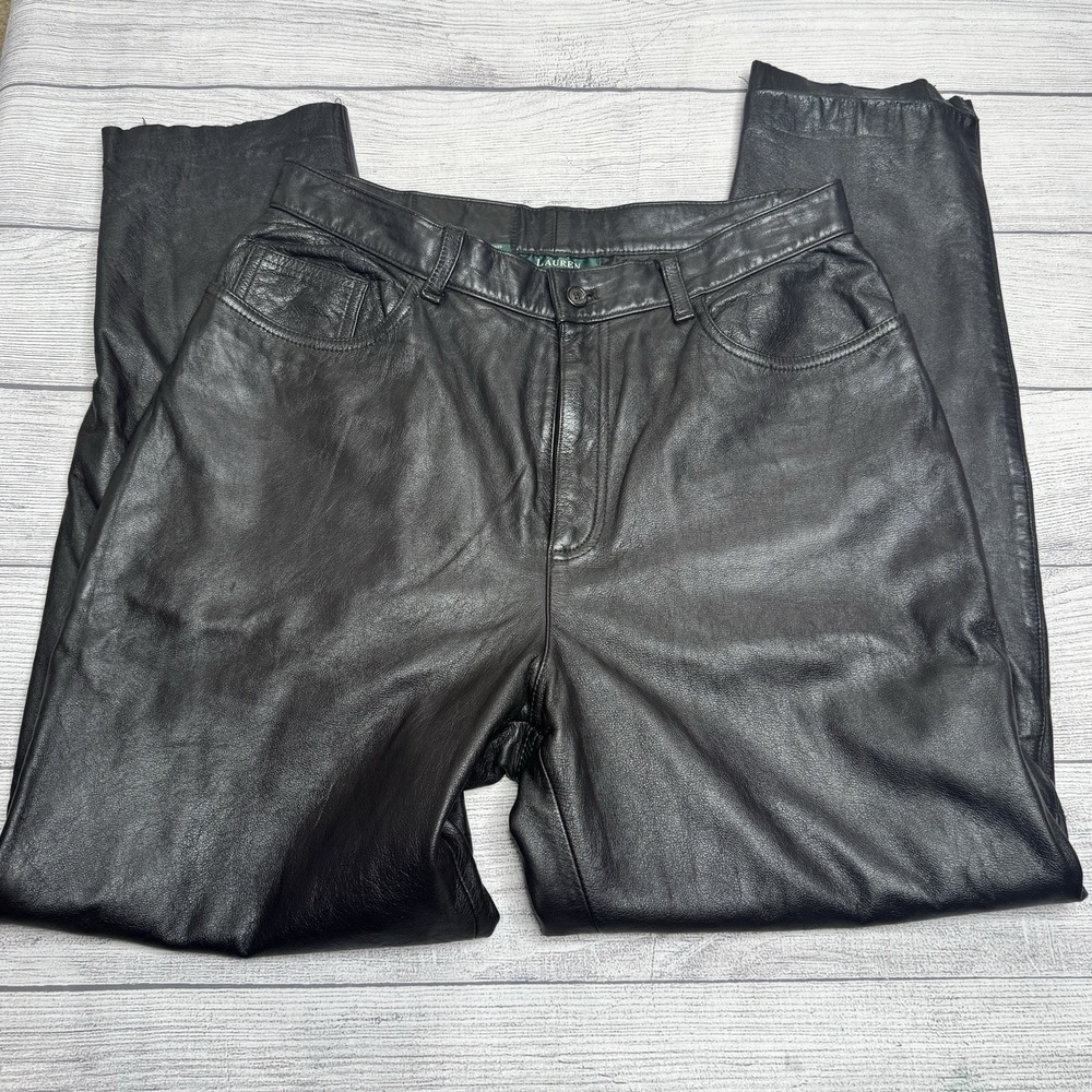 Lauren Ralph Lauren‎ Vintage Leather Pants Women's 12 Petite Chocolate Brown
